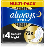 always Ultra Binde Secure Night mit Fl&uuml;geln Monatspaket, 72 Binden (6 Packungen x 12