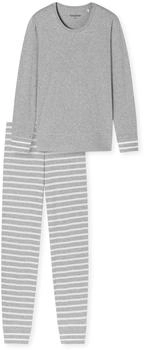 Schiesser Schlafanzug lang silbergrau meliert - Casual Essentials (181746)