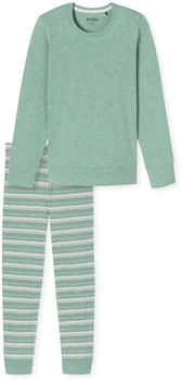 Schiesser Schlafanzug lang gr&uuml;n meliert - Casual Essentials (181746)