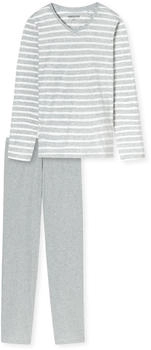 Schiesser Schlafanzug lang silbergrau meliert - Casual Essentials (181756)