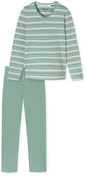Schiesser Schlafanzug lang gr&uuml;n meliert - Casual Essentials (181756)