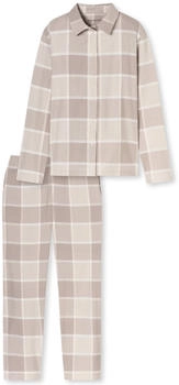 Schiesser Pyjama lang Flanell beige kariert - Selected Premium Warming (181991)