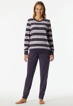 Schiesser Schlafanzug lang Frottee B&uuml;ndchen Ringel indigo Casual Essentials (181968-824)