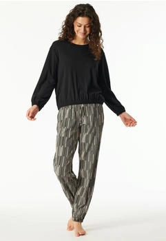 Schiesser Schlafanzug lang Bündchen schwarz Modern Nightwear (183069-000)