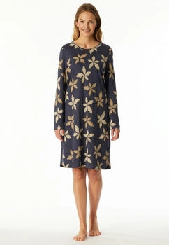 Schiesser Nachthemd langarm Blumen graphit Comfort Nightwear (182018-207)