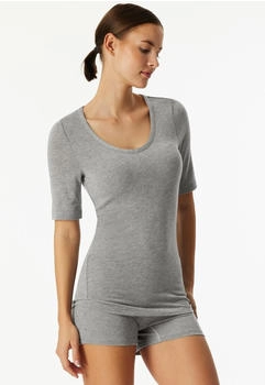 Schiesser Shirt kurzarm V-Ausschnitt dunkelgrau-meliert Premium Warming (183092-214)