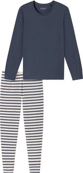Schiesser Schlafanzug lang Ringel jeansblau Casual Essentials (181746-816)