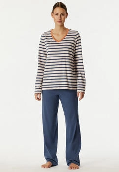 Schiesser Schlafanzug lang Ringel champagner Casual Essentials (181756-404)