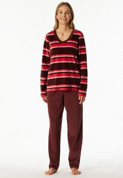 Schiesser Schlafanzug lang Velour Ringel burgund Comfort Nightwear (183059-516)