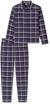 Schiesser Pyjama lang Flanell indigo kariert Selected Premium Warming (181991-824)