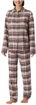 Schiesser Pyjama lang Webware multicolor kariert X-Mas Family (182122-913)
