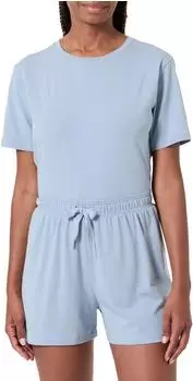 Hugo Boss Pyjama-Shorts aus Stretch-Baumwolle mit Tunnelzug und Logo-Print Style CI_Shorts CW 50515606 Hellblau