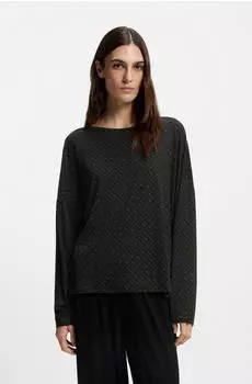 Hugo Boss Pyjama-Top mit Monogramm-Print und Fledermausärmeln Style B Logo_LS-Shirt 50550693 Schwarz