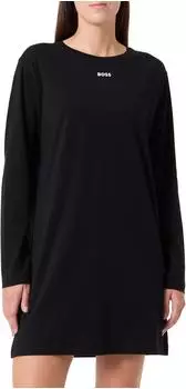 Hugo Boss Langärmeliges Nachthemd aus Stretch-Baumwolle mit Logo-Print Style CI_Sleepshirt 50550215 Schwarz