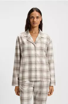 Hugo Boss Pyjama-Shirt aus Baumwoll-Mix mit Karo-Muster Style Holiday_LS-Shirt 50556137 Beige gemustert