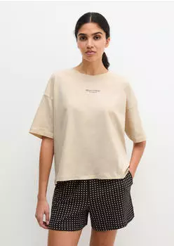 Marc O'Polo Mix N Match Cotton Modal Pyjama Oberteil (26Q1W00536) frenchoak-blackprint