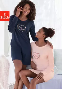 Vivance Dreams Vivance Dreams Nachthemd / Pyjama blau/rosa gemustert