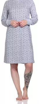 Normann Langarm Nachthemd Bigshirt im Polka Dot Design (222 213 90 170) grau-melange