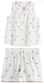 Next Fashion Shorty / Pyjama Schlafset mit Trägertop aus Baumwolle (V0201120) oliv/mauve/brombeer/weiß