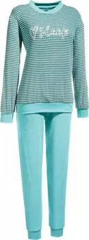 Erwin Müller Damen Schlafanzug Terry Stripe türkis