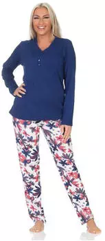 Normann Langarm-Pyjama mit floralem Design (222 201 90 620) navy