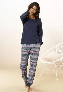 Vivance Dreams Dreams Pyjama Set mit Rippb&uuml;ndchen navy