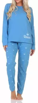 Normann Damen Langer Pyjama (22520110503) blau