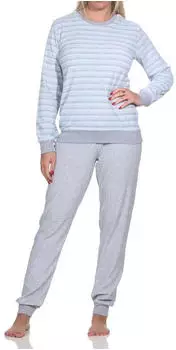 Normann Terry Cloth Pyjama Langarm mit Bündchen (59772) hellblau