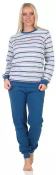 Normann Langarm Pyjama Streifen Optik Kuschel Interlock (224 201 96 225) türkis