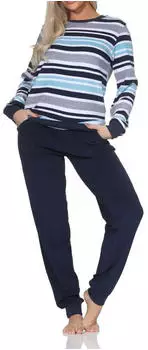 Normann Terry Cloth Pyjama Streifenmuster mit Bündchen (225 201 93 244) hellblau