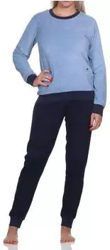 Normann Terry Langarm Schlafanzug mit Bündchen (22320113810) blau