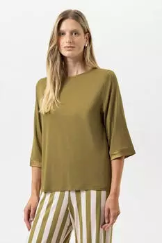 Mey Pure Chic Schlafshirt mit 3/4-Arm (1210120) golden fern olive