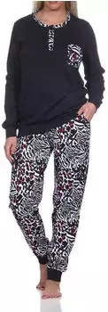 Normann Kuschel Interlock Pyjama Animal Print Look (22320196461) schwarz