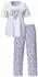 Ulla Popken Pyjama Leo Pattern V-Ausschnitt Halbarm (835013) blau/hellblau
