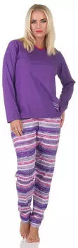 Normann Damen Langarm Schlafanzug Set im Ethno-Print (225 201 10 510) lila
