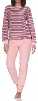Normann Frottee Pyjama Langarm mit Bündchen (59772) rosa