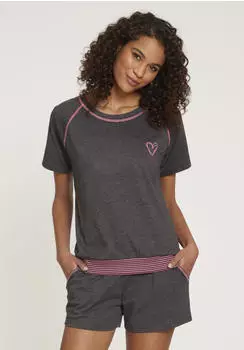 Vivance Dreams Shorty Set, 2-teilig mit dekorativen Flatlock-N&auml;hten (VIV9lxj001000001) anthrazit/pink