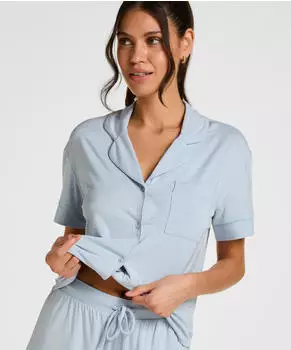 Hunkem&ouml;ller Essential Pyjama Kurz&auml;rmelige Jersey-Jacke (43890663) hellblau