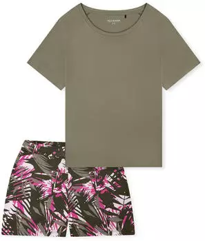 Schiesser Schlafanzug kurz Palmen jade Modern Nightwear (183605-713)