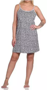 Normann Spaghetti Träger Nachthemd Animal Print Look Melange Finish (123 215 90 444) grau-mel.