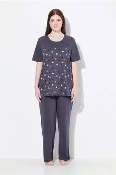 Ulla Popken Flower Rain Pyjama dunkelgrau