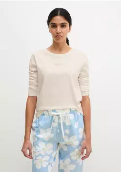 Marc O'Polo Mix N Match Cotton Top LS Pyjama-Oberteil mit Rundhalsausschnitt und langen &Auml;rmeln weiss