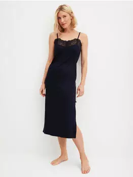 Calida Nachthemd Elegant Dreams Spaghetti-Tr&auml;ger (31158) dark lapis blue/marine