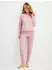 Calida Cotton Stripes Pyjama Langarm Rundhals Lockere Passform (48591) lilas
