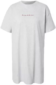 Hunkemöller Nachthemd Rundhalsausschnitt (304666003) hellgrau/rot