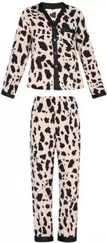 Faina Nachtwäsche 2-teilig mit Animalprint (5907189372315) puder/schwarz