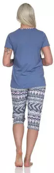 Normann Capri Kurzarm-Pyjama mit gestreiftem Oberteil (123 204 10 801) blau