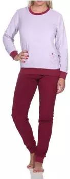 Normann Terry Langarm Schlafanzug mit Bündchen (223 201 13 810) lila