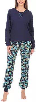Merry Style MS10-169 Pyjama Set marineblau blätter