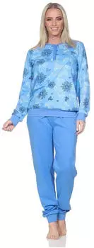 Normann Interlock Schlafanzug lang mit Bündchen (22520196105) blau